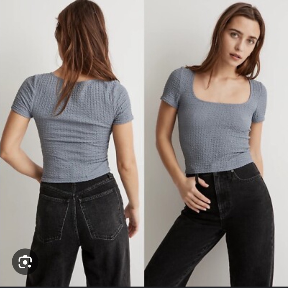 Madewell popcorn top teapot blue